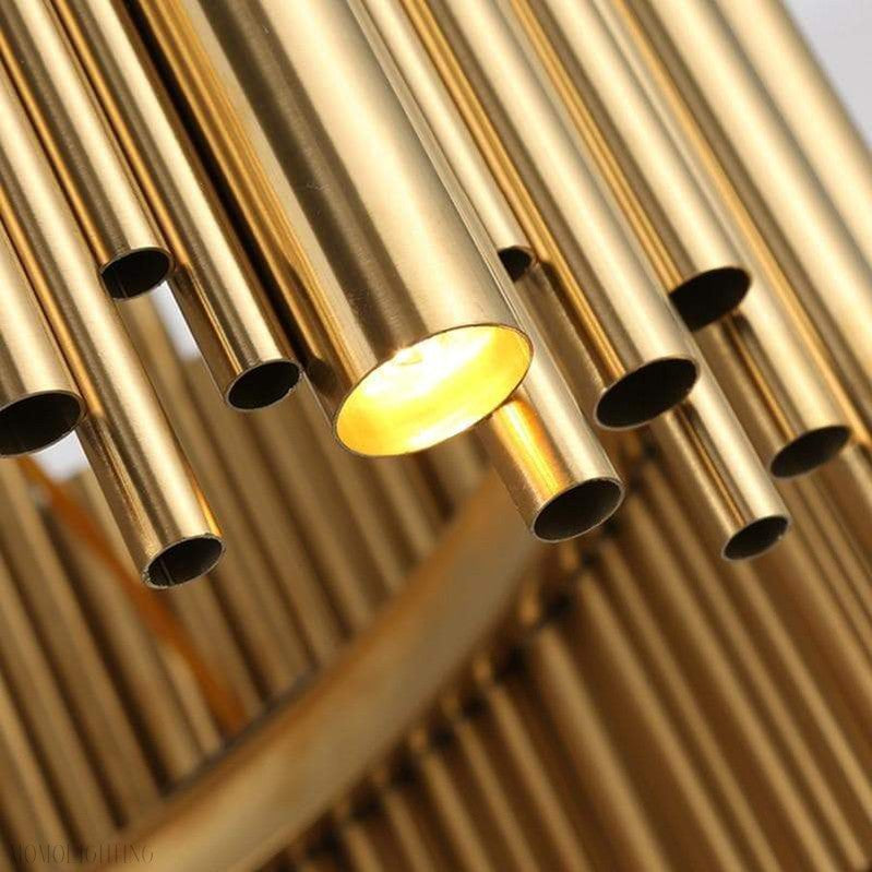 Dore Brass Tubular Rectangle Chandelier 32" 39"-Momo Lighting