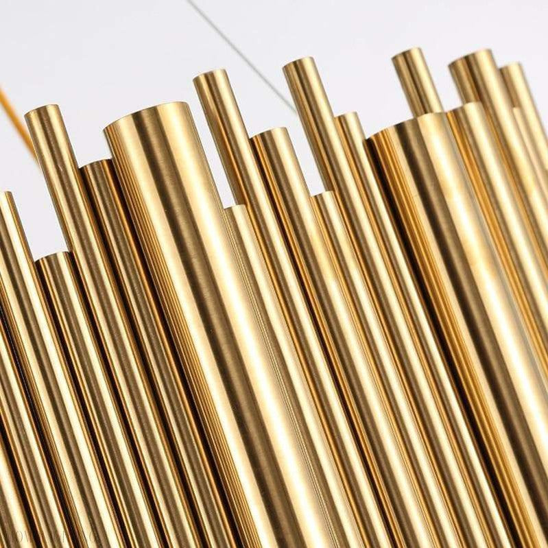 Dore Brass Tubular Rectangle Chandelier 32" 39"-Momo Lighting