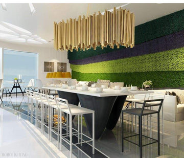 Dore Brass Tubular Rectangle Chandelier 32" 39"-Momo Lighting