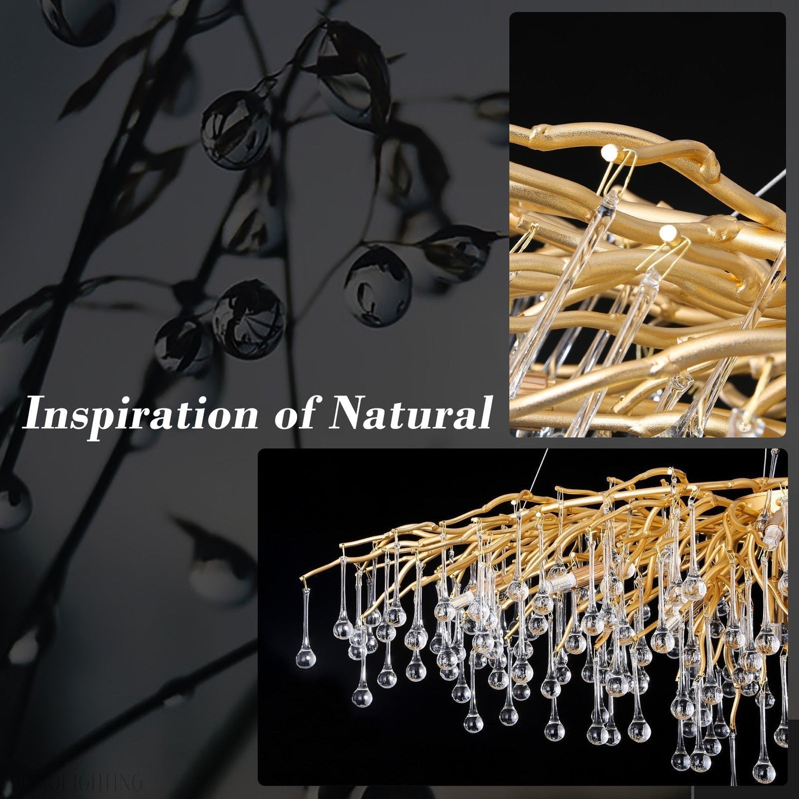 Doris Crystal Rectangular Branch Chandelier L45"-Momo Lighting