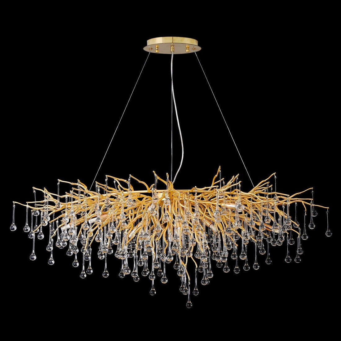 Doris Crystal Rectangular Branch Chandelier L45"-Momo Lighting