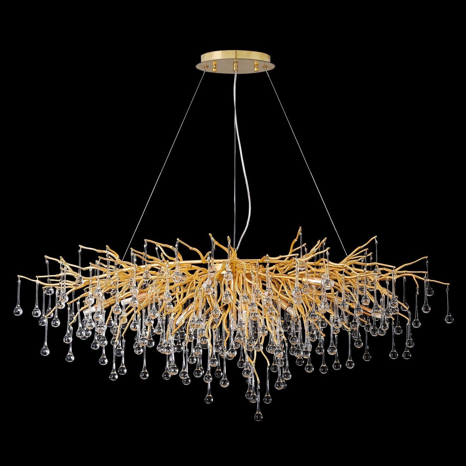 Doris Crystal Rectangular Branch Chandelier L45"-Momo Lighting