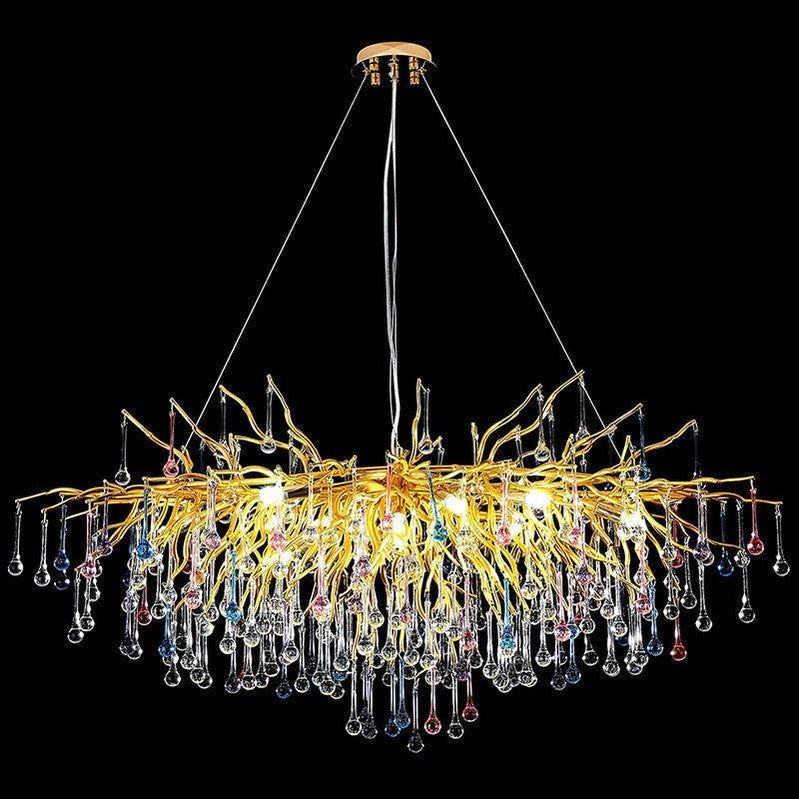 Doris Rain Crystal Branch Chandelier 54"L-Momo Lighting