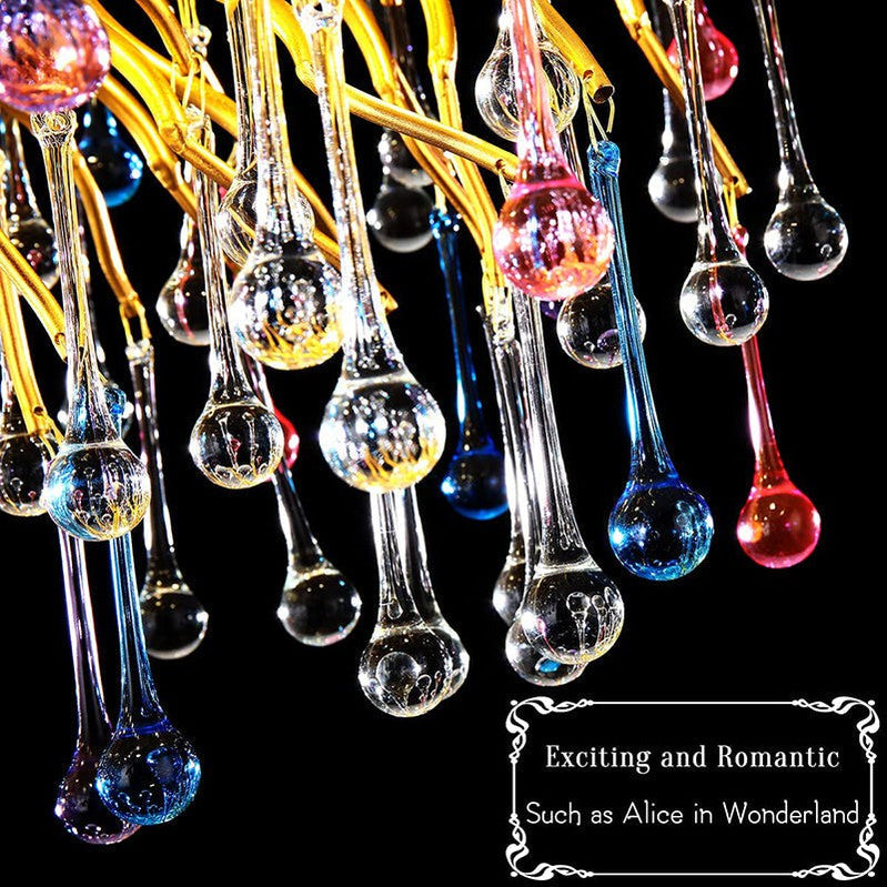 Doris Rain Crystal Branch Chandelier 54"L-Momo Lighting