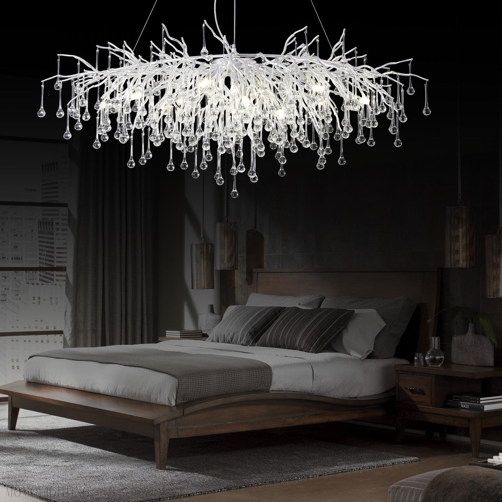 Doris Rectangle Branch Chandelier 45"L Silver-Momo Lighting