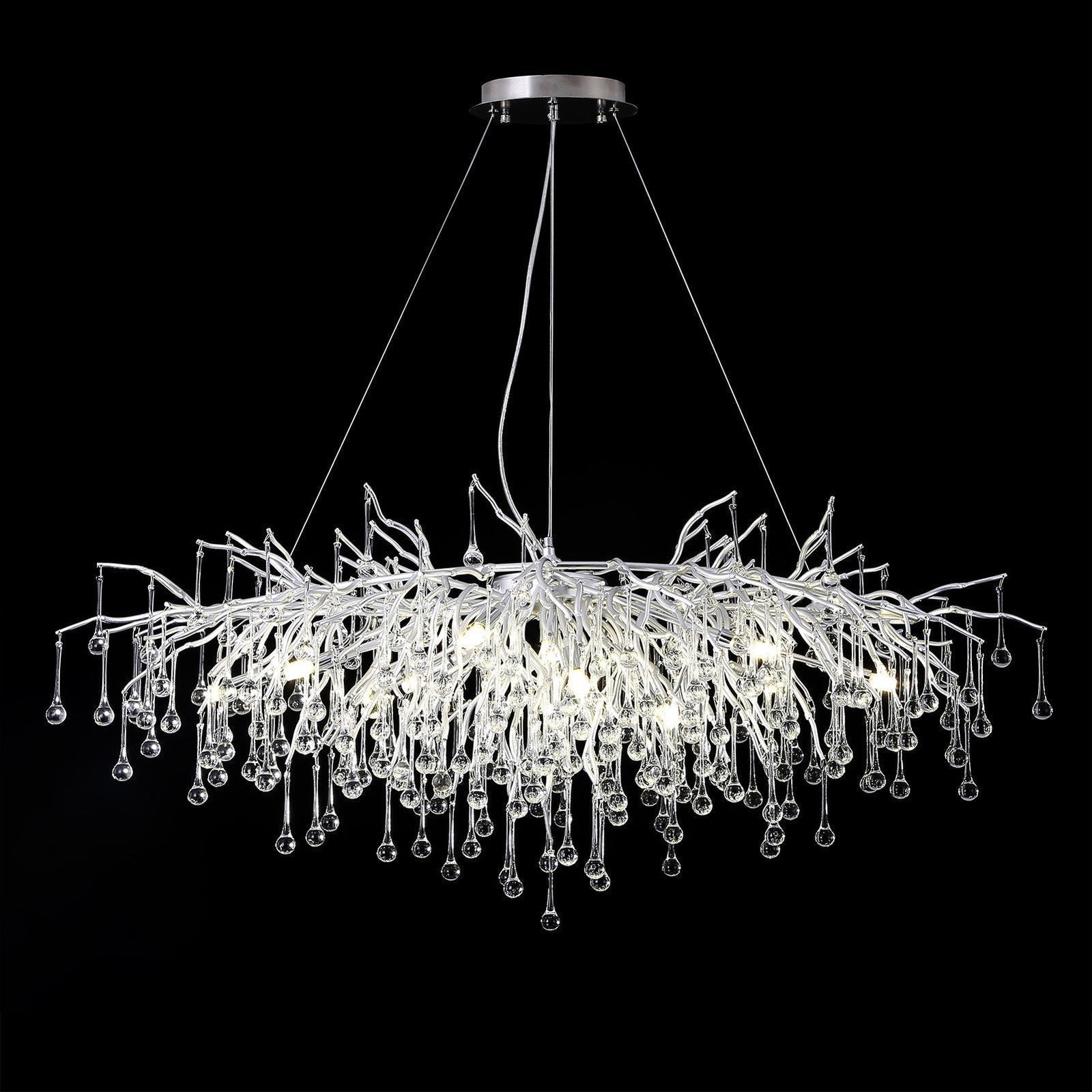 Doris Rectangle Branch Chandelier 45"L Silver-Momo Lighting