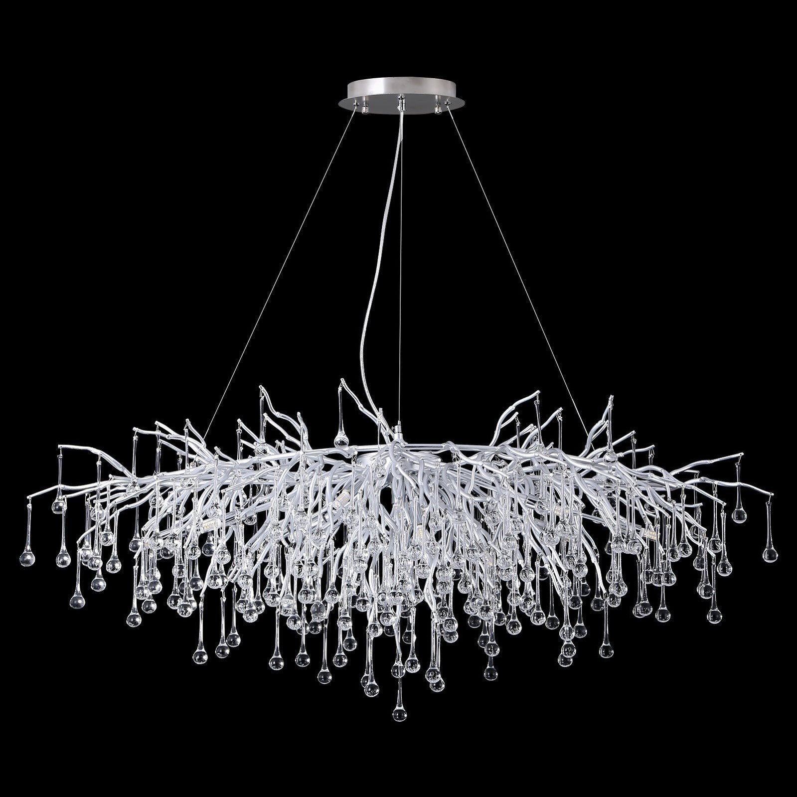 Doris Rectangle Branch Chandelier 45"L Silver-Momo Lighting