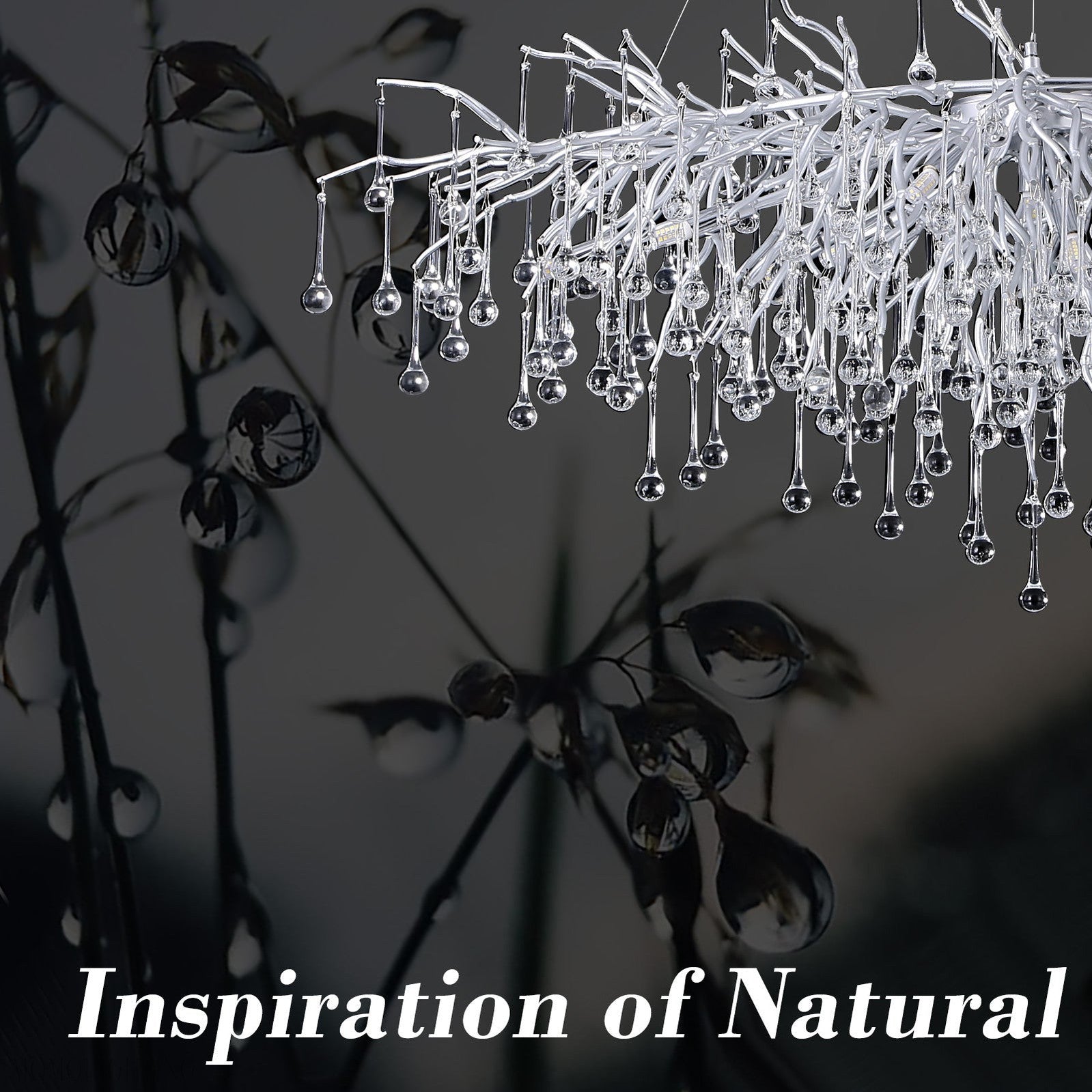 Doris Rectangle Branch Chandelier 45"L Silver-Momo Lighting