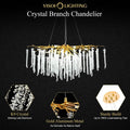 Doris White Crystal Rectangle Branch Chandelier Gold 45