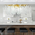 Doris White Crystal Rectangle Branch Chandelier Gold 45
