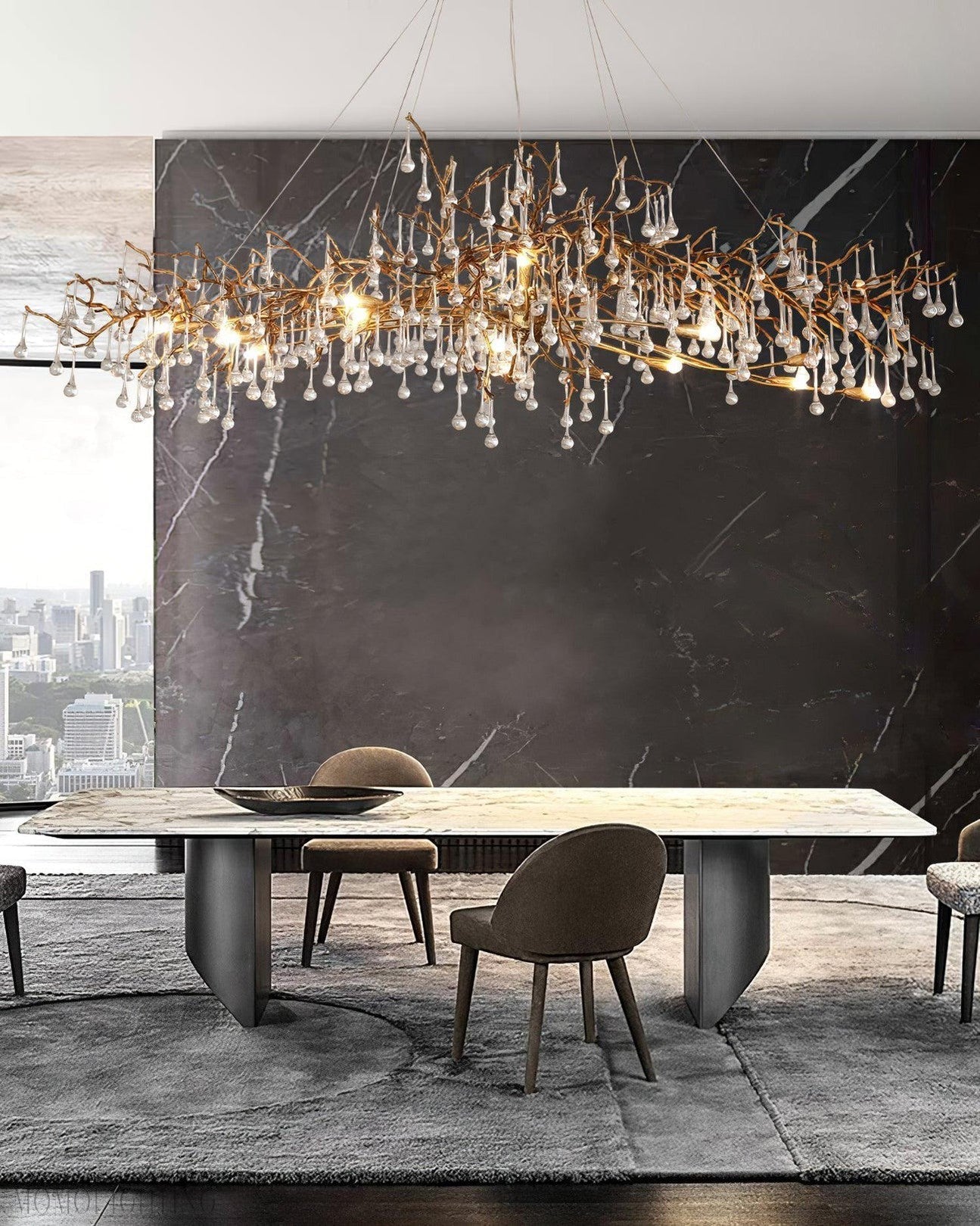 Drios Rain Chandelier-Momo Lighting