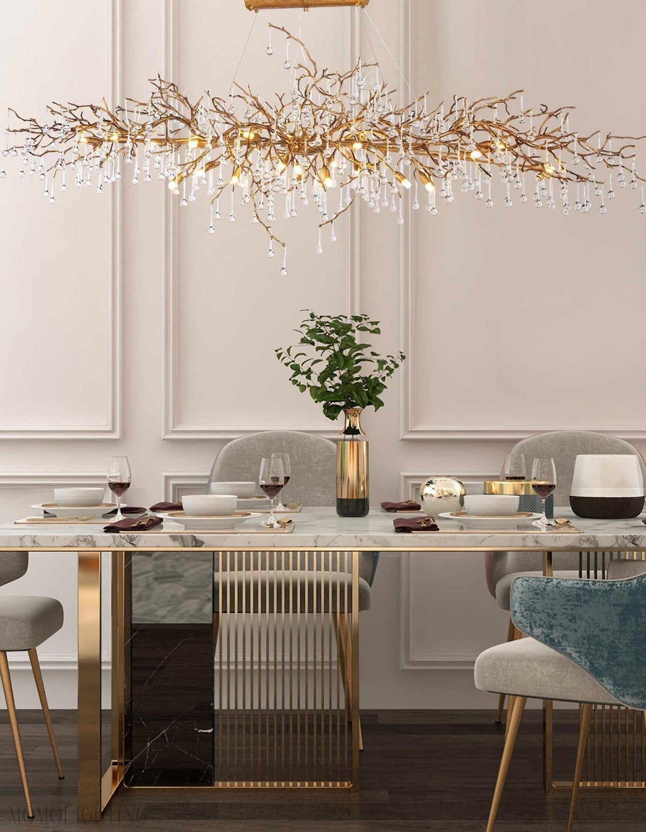 Drios Rain Chandelier-Momo Lighting
