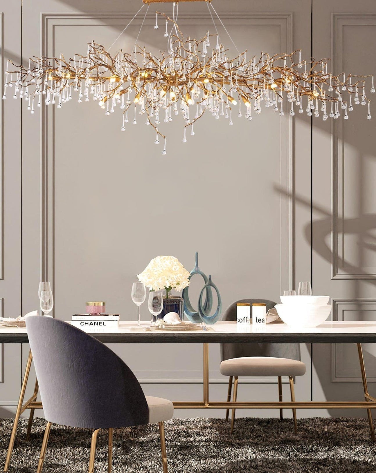 Drios Rain Chandelier-Momo Lighting