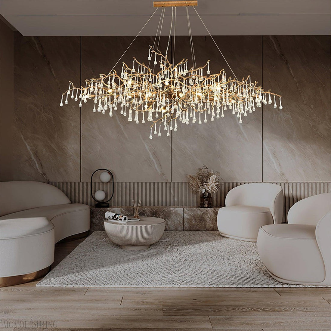 Drios Rain Chandelier-Momo Lighting