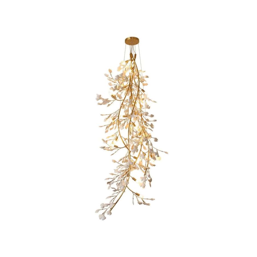 Drooping Ceramic Ginkgo Leaf Chandelier-Momo Lighting