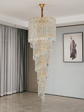 Elegant Foyer Hall Chandelier Long Crystal Ceiling Light Fixture For Living Room Entryway Staircase-Momo Lighting