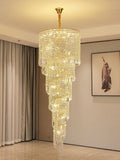 Elegant Foyer Hall Chandelier Long Crystal Ceiling Light Fixture For Living Room Entryway Staircase-Momo Lighting