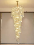Elegant Foyer Hall Chandelier Long Crystal Ceiling Light Fixture For Living Room Entryway Staircase-Momo Lighting