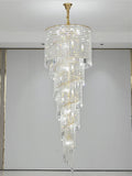 Elegant Foyer Hall Chandelier Long Crystal Ceiling Light Fixture For Living Room Entryway Staircase-Momo Lighting