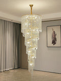 Elegant Foyer Hall Chandelier Long Crystal Ceiling Light Fixture For Living Room Entryway Staircase-Momo Lighting