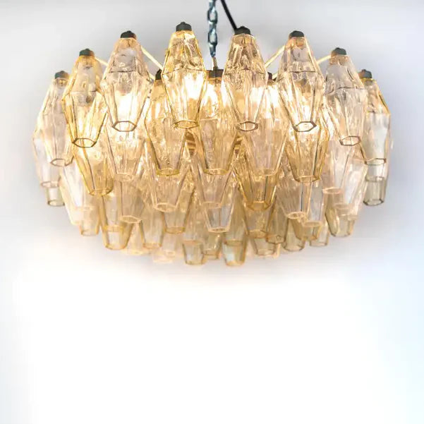 Elegant Murano Poliedri Clear Glass Chandelier 18"-Momo Lighting