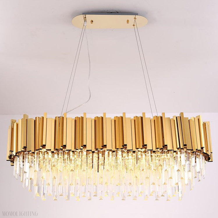 Elian Oval Crystal Chandelier-Momo Lighting
