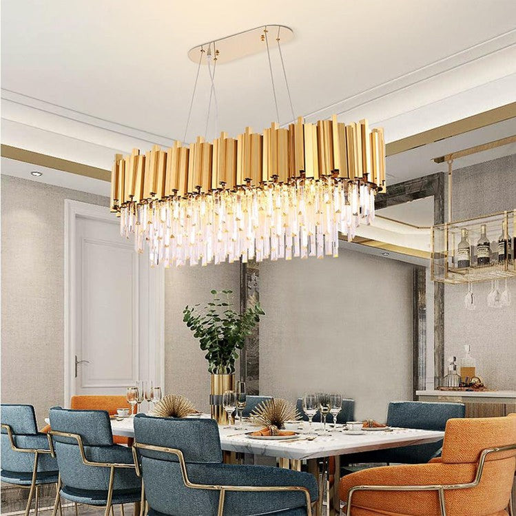 Elian Oval Crystal Chandelier-Momo Lighting