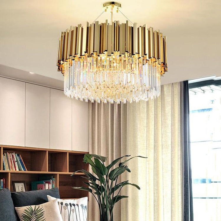 Elian Round Crystal Chandelier-Momo Lighting