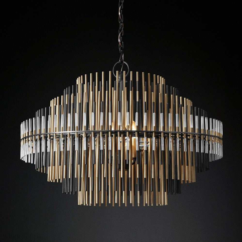 Emily Brass Round Chandelier-Momo Lighting