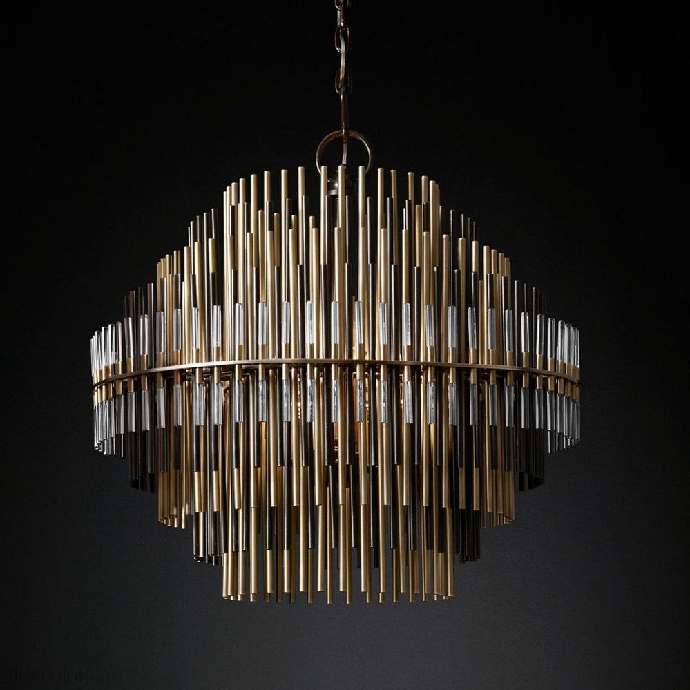 Emily Brass Round Chandelier-Momo Lighting