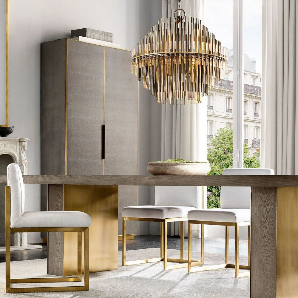 Emily Brass Round Chandelier-Momo Lighting