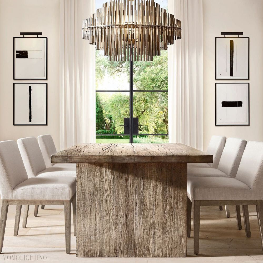 Emily Brass Round Chandelier-Momo Lighting