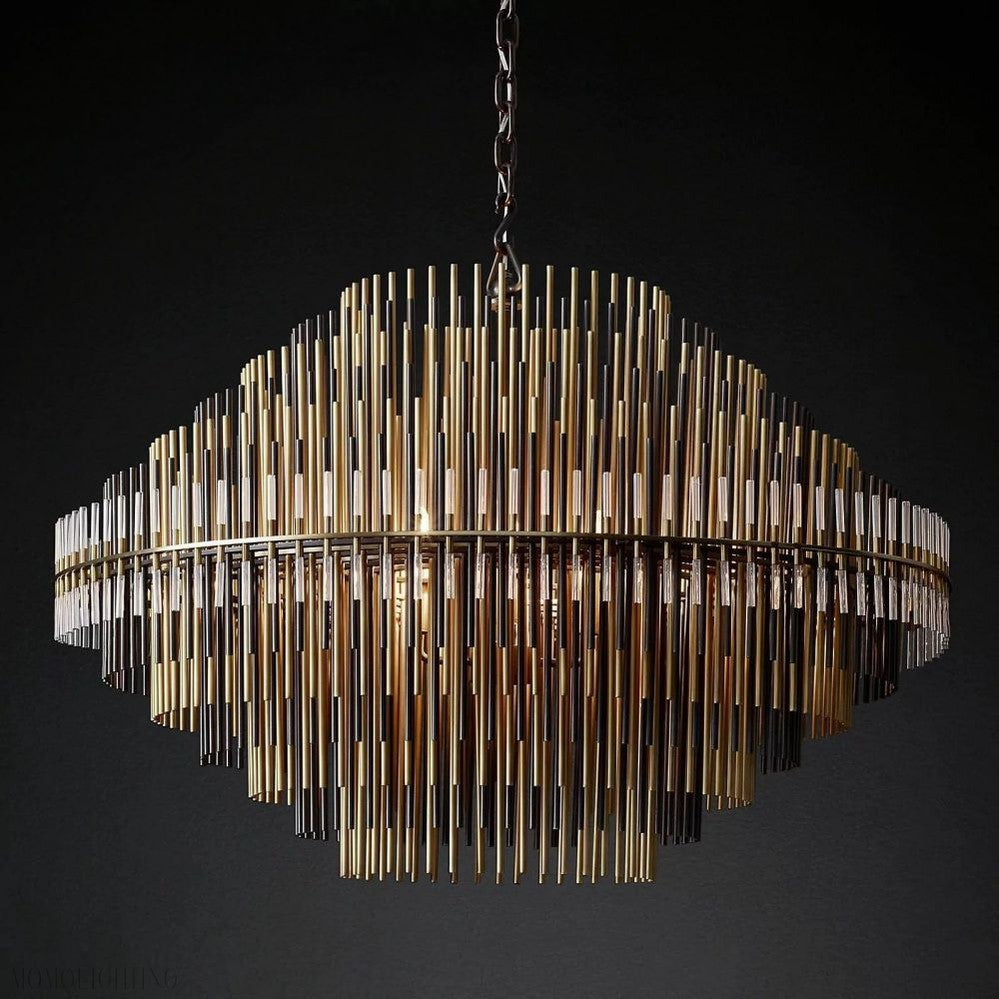 Emily Brass Round Chandelier-Momo Lighting