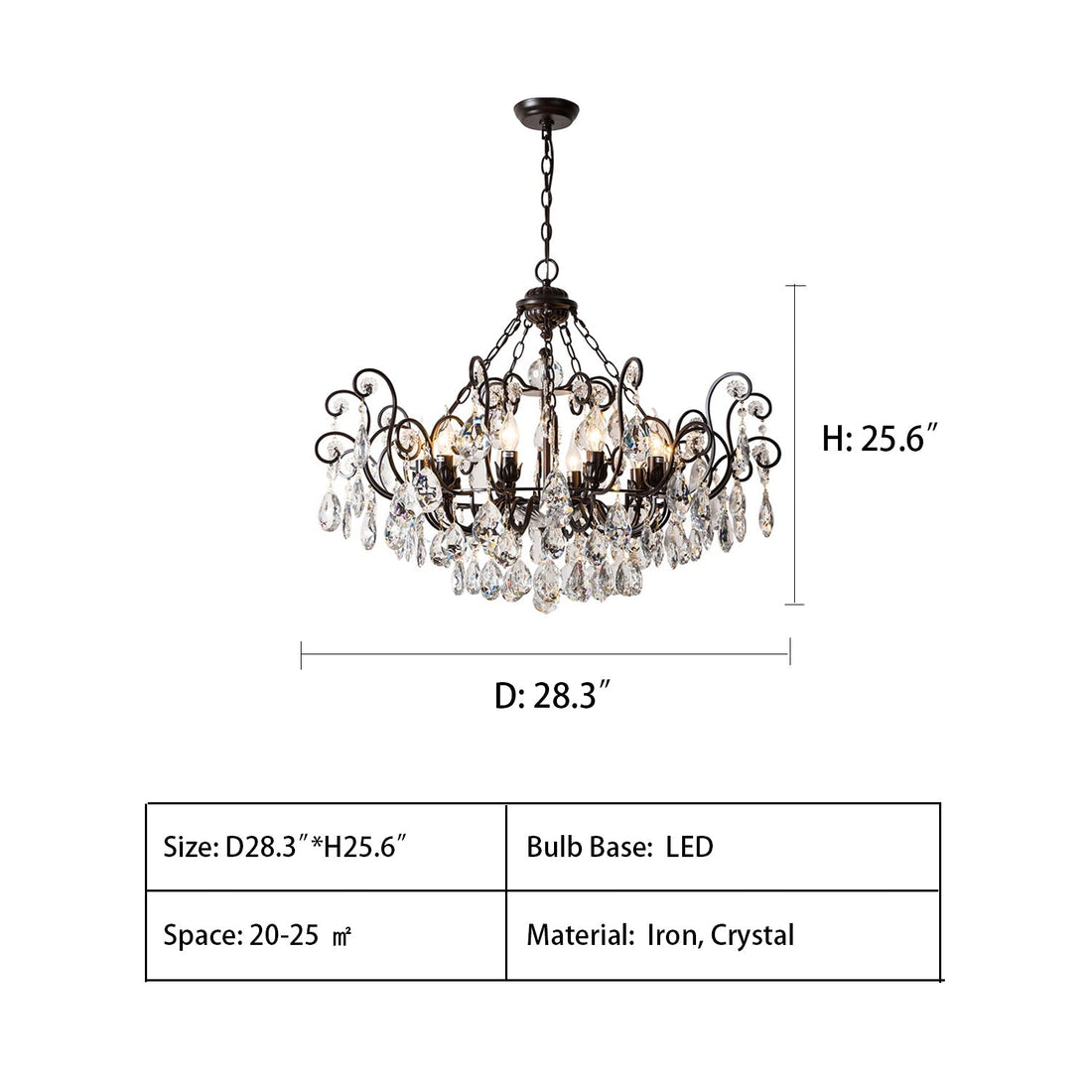 European Retro Light Luxury Crystal Pendant Electronic Candle Chandelier for Living Room / Dining Room / Bedroom-Momo Lighting
