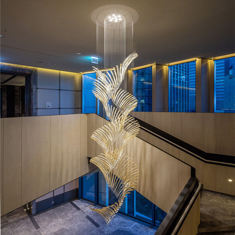 European Style Spiral Glass Chandelier for Staircase/Foyer/Hotel/Villa-Momo Lighting