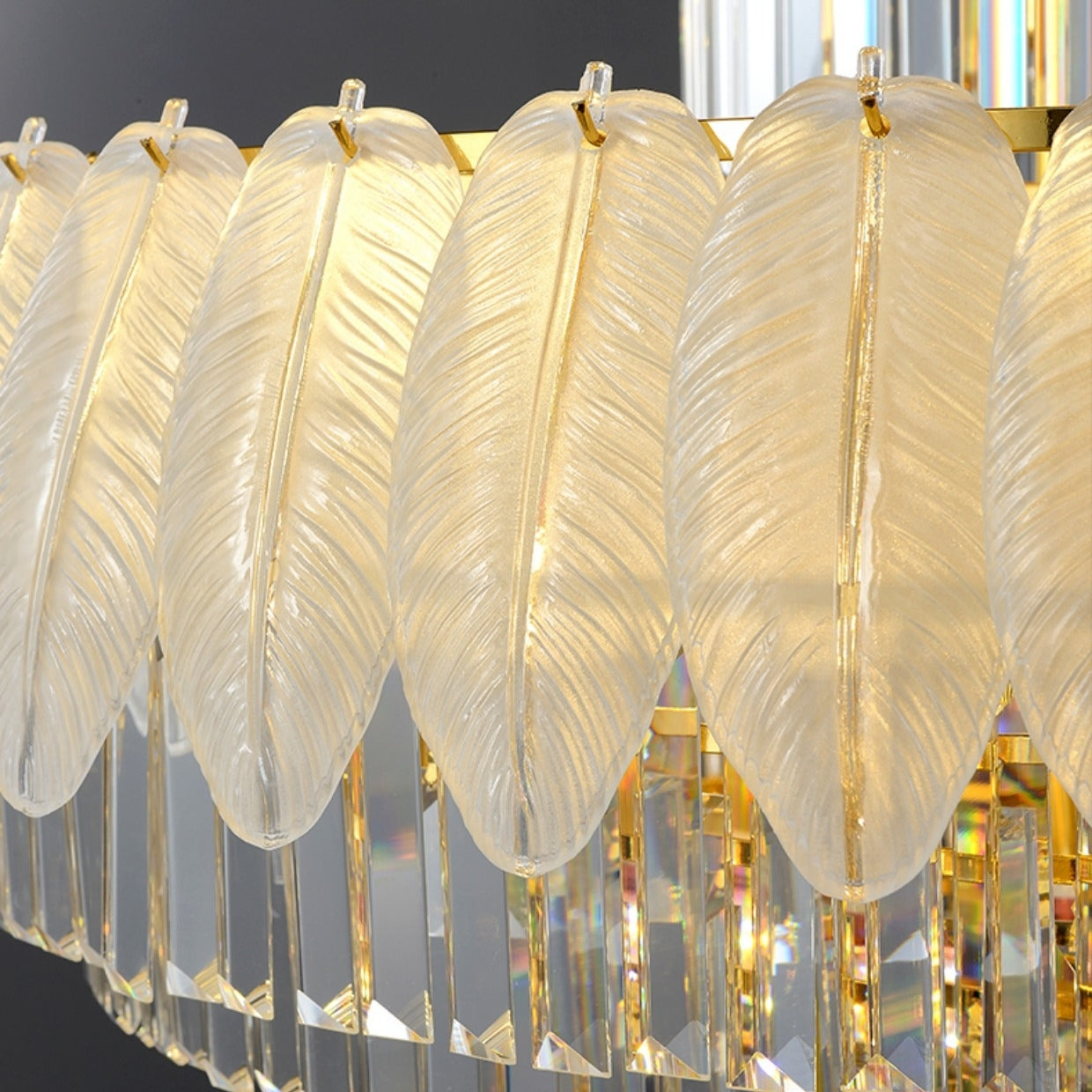 Extra Large Crystal Feather Style Chandelier Long Foyer Staircase Ceiling Lighting Fixture For Living Room-Momo Lighting