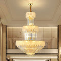 Extra Large Crystal Feather Style Chandelier Long Foyer Staircase Ceiling Lighting Fixture For Living Room-Momo Lighting
