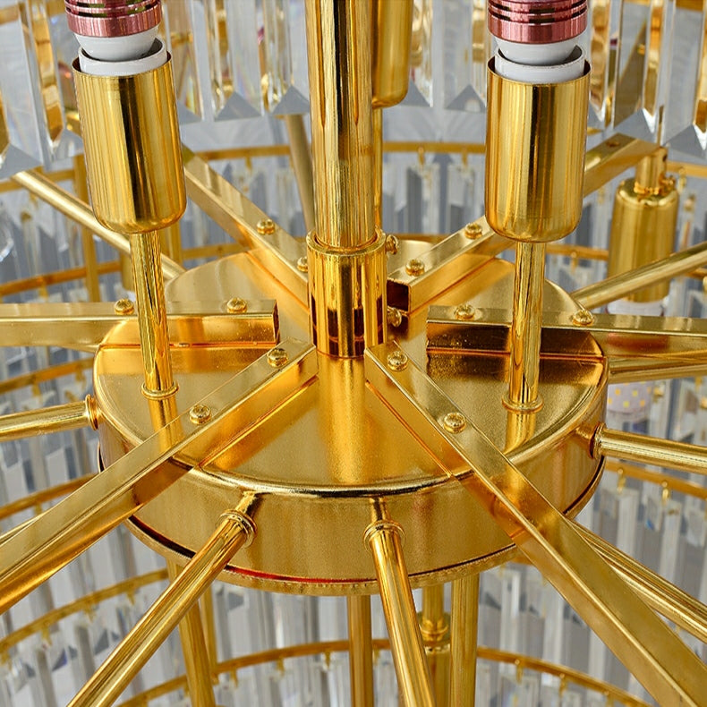 Extra Large Crystal Feather Style Chandelier Long Foyer Staircase Ceiling Lighting Fixture For Living Room-Momo Lighting