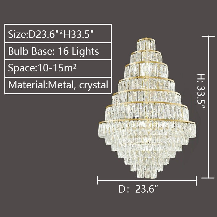 Extra Large Decorative Crystal Chandelier Foyer Hall Ceiling Light Fixture For Staircase In Gold/ Chrome-Momo Lighting
