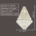 Extra Large Decorative Crystal Chandelier Foyer Hall Ceiling Light Fixture For Staircase In Gold/ Chrome-Momo Lighting