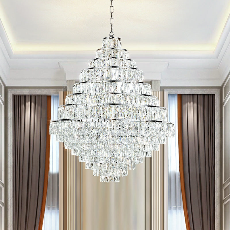 Extra Large Decorative Crystal Chandelier Foyer Hall Ceiling Light Fixture For Staircase In Gold/ Chrome-Momo Lighting