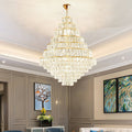 Extra Large Decorative Crystal Chandelier Foyer Hall Ceiling Light Fixture For Staircase In Gold/ Chrome-Momo Lighting