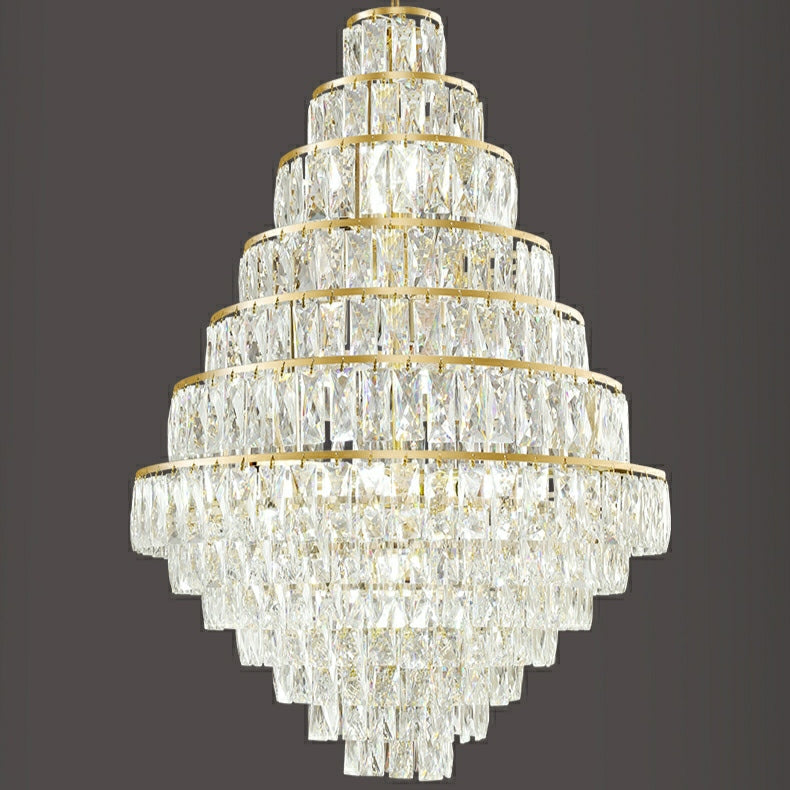 Extra Large Decorative Crystal Chandelier Foyer Hall Ceiling Light Fixture For Staircase In Gold/ Chrome-Momo Lighting