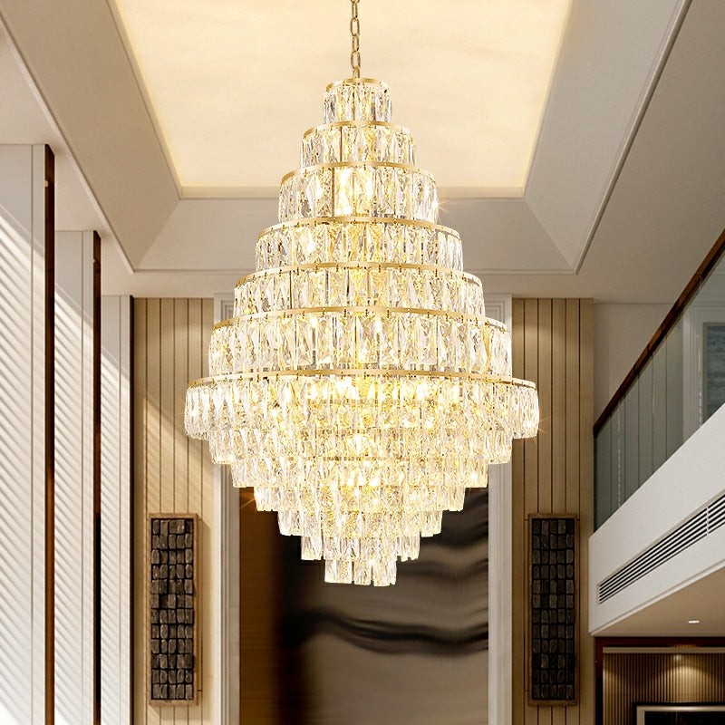 Extra Large Decorative Crystal Chandelier Foyer Hall Ceiling Light Fixture For Staircase In Gold/ Chrome-Momo Lighting