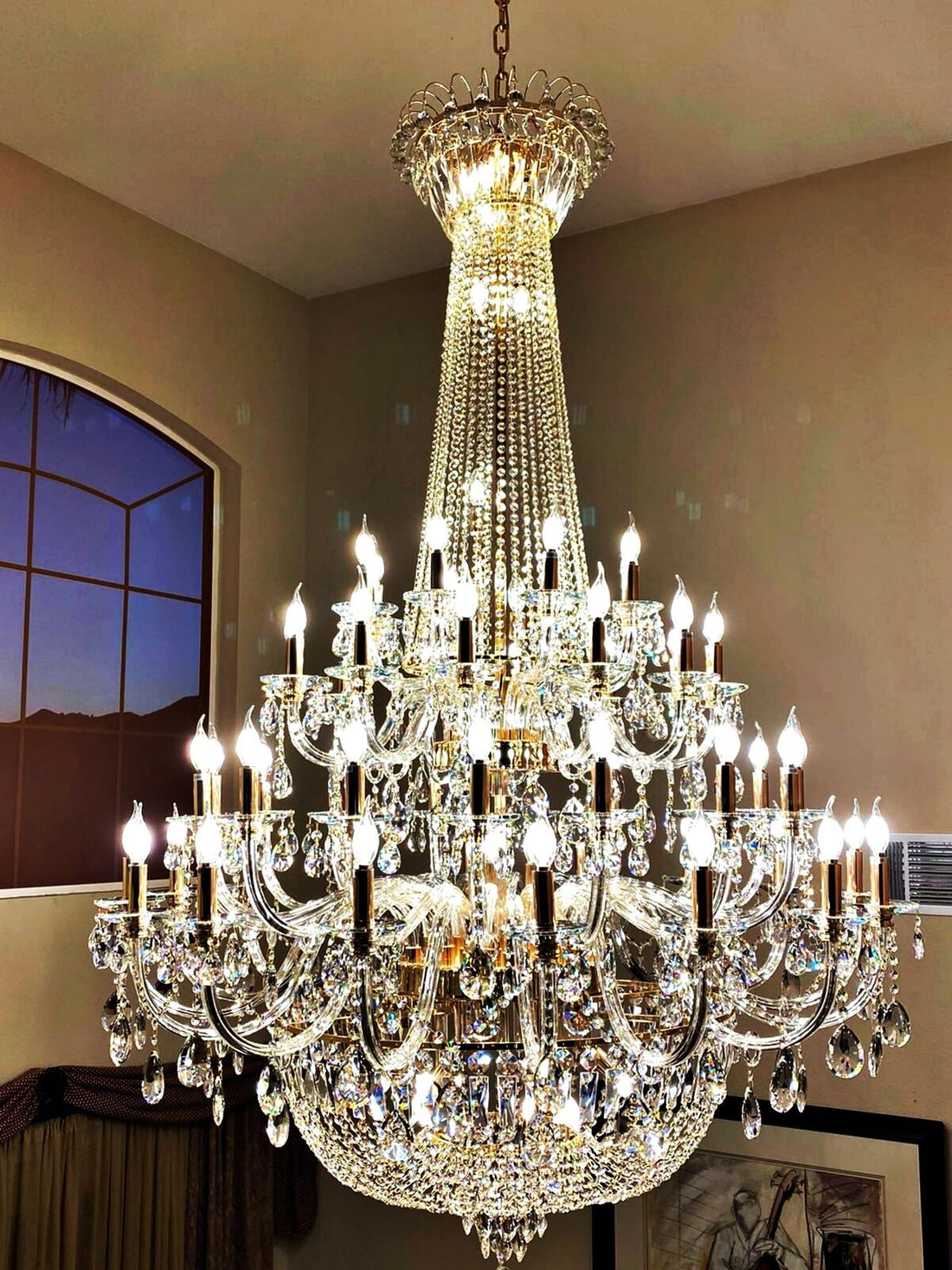 Extra Large European-style Multi-layers Candle Luxury Crystal Chandelier Gold Art Foyer/Staircase Decorative Light Fixture-Momo Lighting