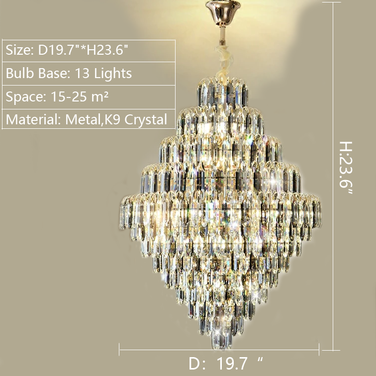 Extra Large Foyer Decorative Crystal Lighting Fixture Living Room Crystal Chandelier For Entryway Staircase-Momo Lighting