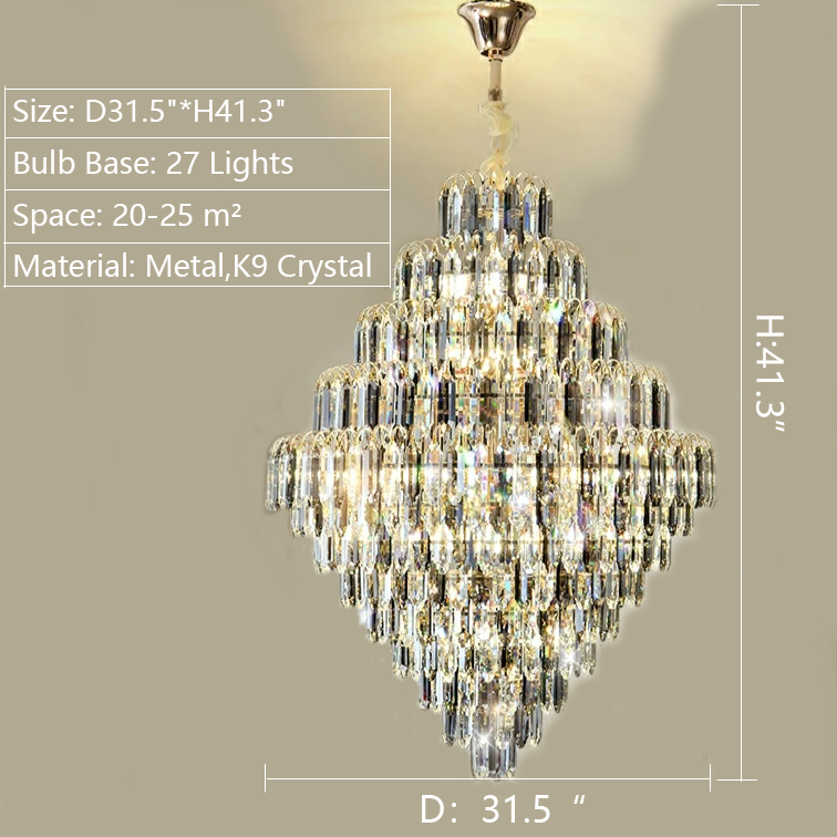 Extra Large Foyer Decorative Crystal Lighting Fixture Living Room Crystal Chandelier For Entryway Staircase-Momo Lighting