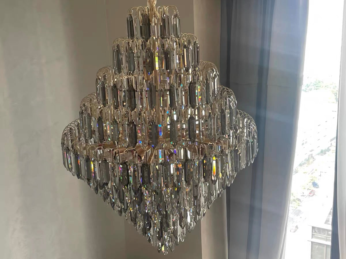 Extra Large Foyer Decorative Crystal Lighting Fixture Living Room Crystal Chandelier For Entryway Staircase-Momo Lighting