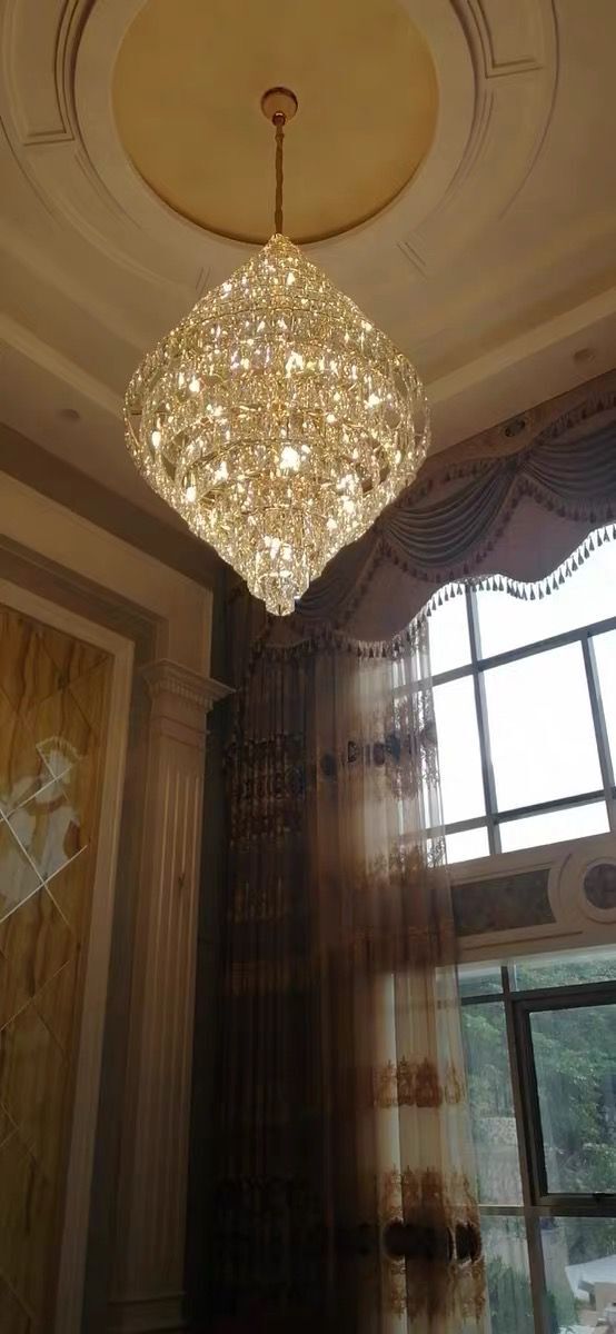 Extra Large Foyer Pure Crystal Ceiling Light Fixture Living Room Entrance Staircase Chandelier-Momo Lighting