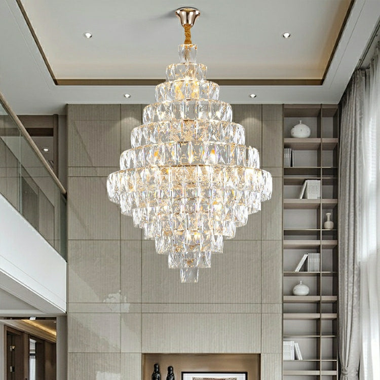 Extra Large Foyer Pure Crystal Ceiling Light Fixture Living Room Entrance Staircase Chandelier-Momo Lighting